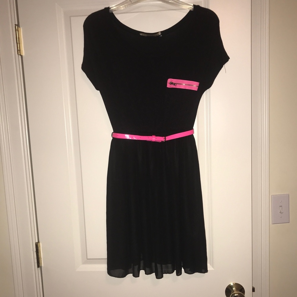 Black and Pink Tee Shirt Dress